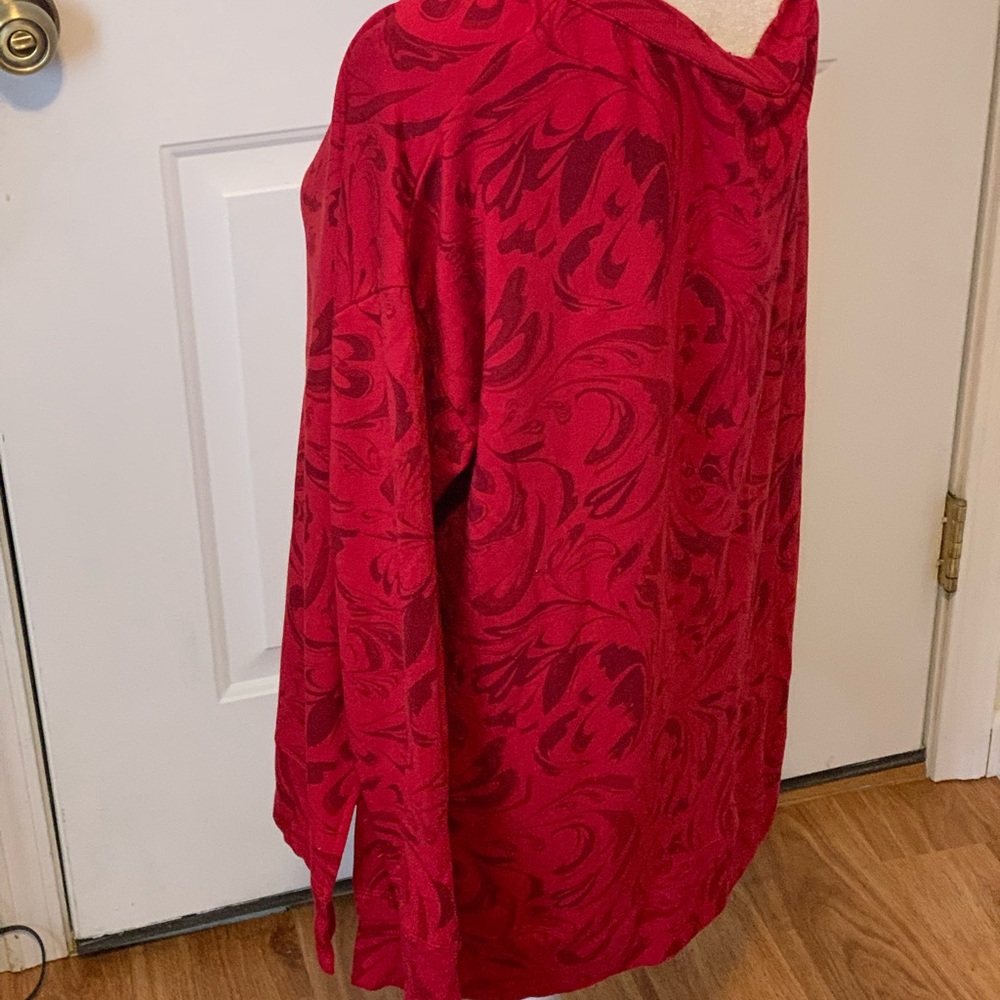 Athleta Coaster Luxe‎ Sweater Size L Red V-Neck lightweight thumb holes Relaxed - Picture 3 of 11